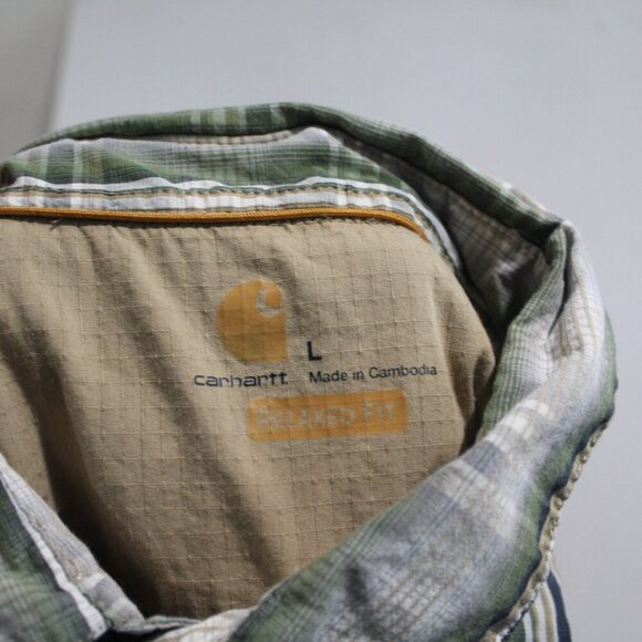 Carhart Force Men Button Down Brown Plaid Short Sleeve Size Large - Picture 7 of 8
